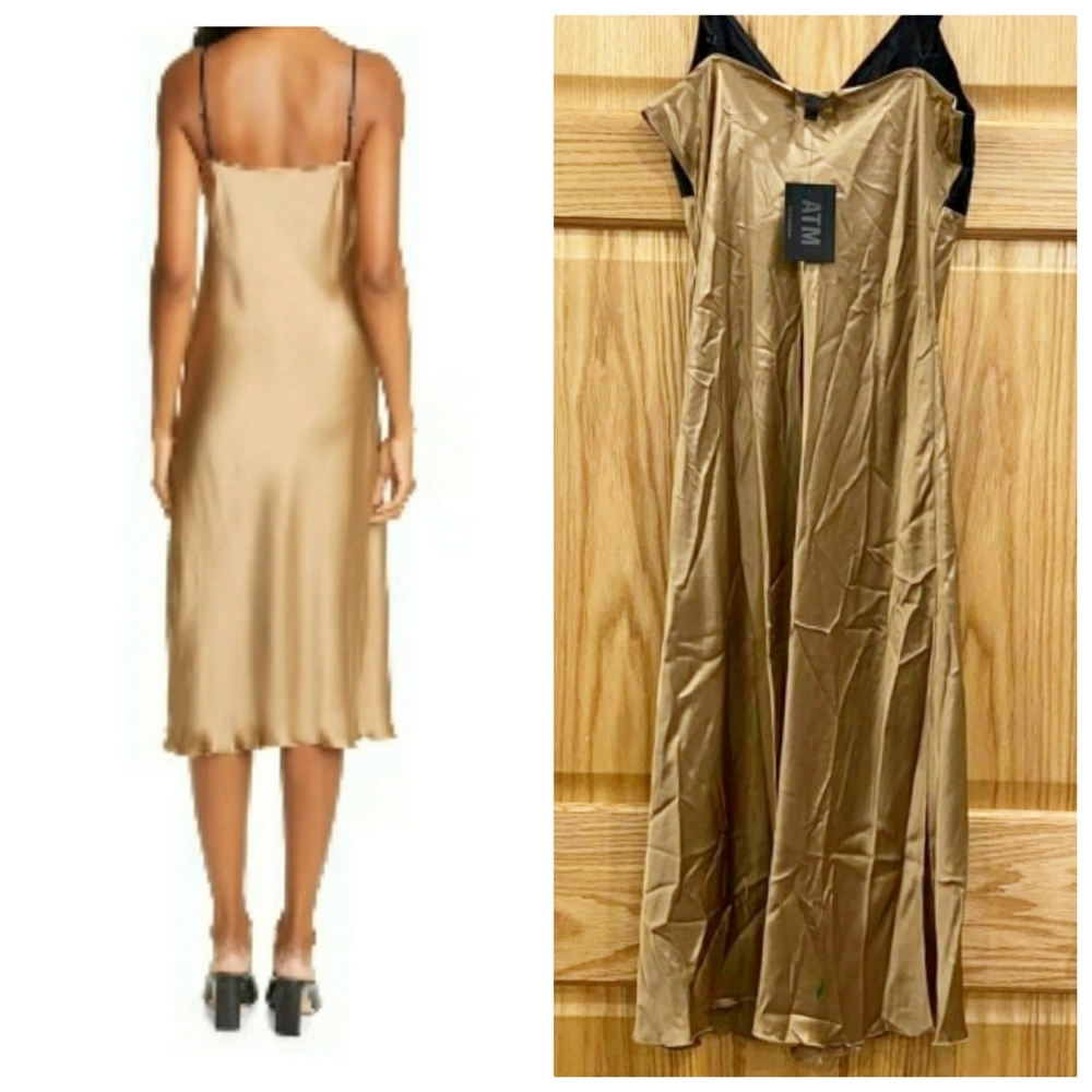ATM Contrast Detail Silk Satin Slipdress - Picture 3 of 10